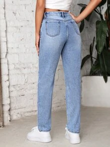 SHEIN Tall 破洞牛仔褲 - 淺色水洗藍 - 查看 2