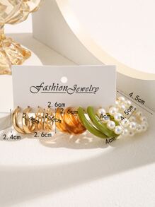 5 pasang/set Anting Dekorasi Mutiara Imitasi - MultiWarna - View 3