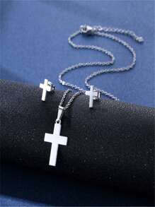 3pcs/set Cross Decor Jewelry Set - Silver - View 1