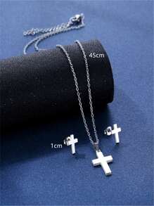 3pcs/set Cross Decor Jewelry Set - Silver - View 2
