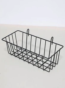 1pc Iron Alloy Storage Basket, Classic Black Storage Cube For Home - Black - View 1