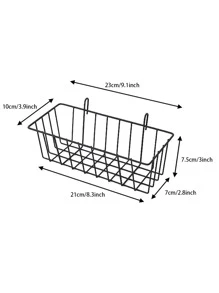 1pc Iron Alloy Storage Basket, Classic Black Storage Cube For Home - Black - View 2