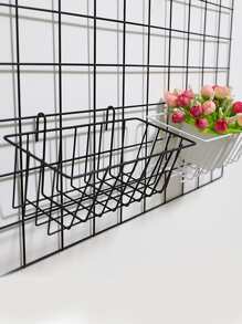 1pc Iron Alloy Storage Basket, Classic Black Storage Cube For Home - Black - View 4