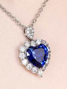 Vòng cổ quyến rũ trái tim rhinestone - Màu xanh lam - Xem 2