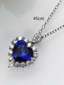 Vòng cổ quyến rũ trái tim rhinestone - Màu xanh lam - Xem 3