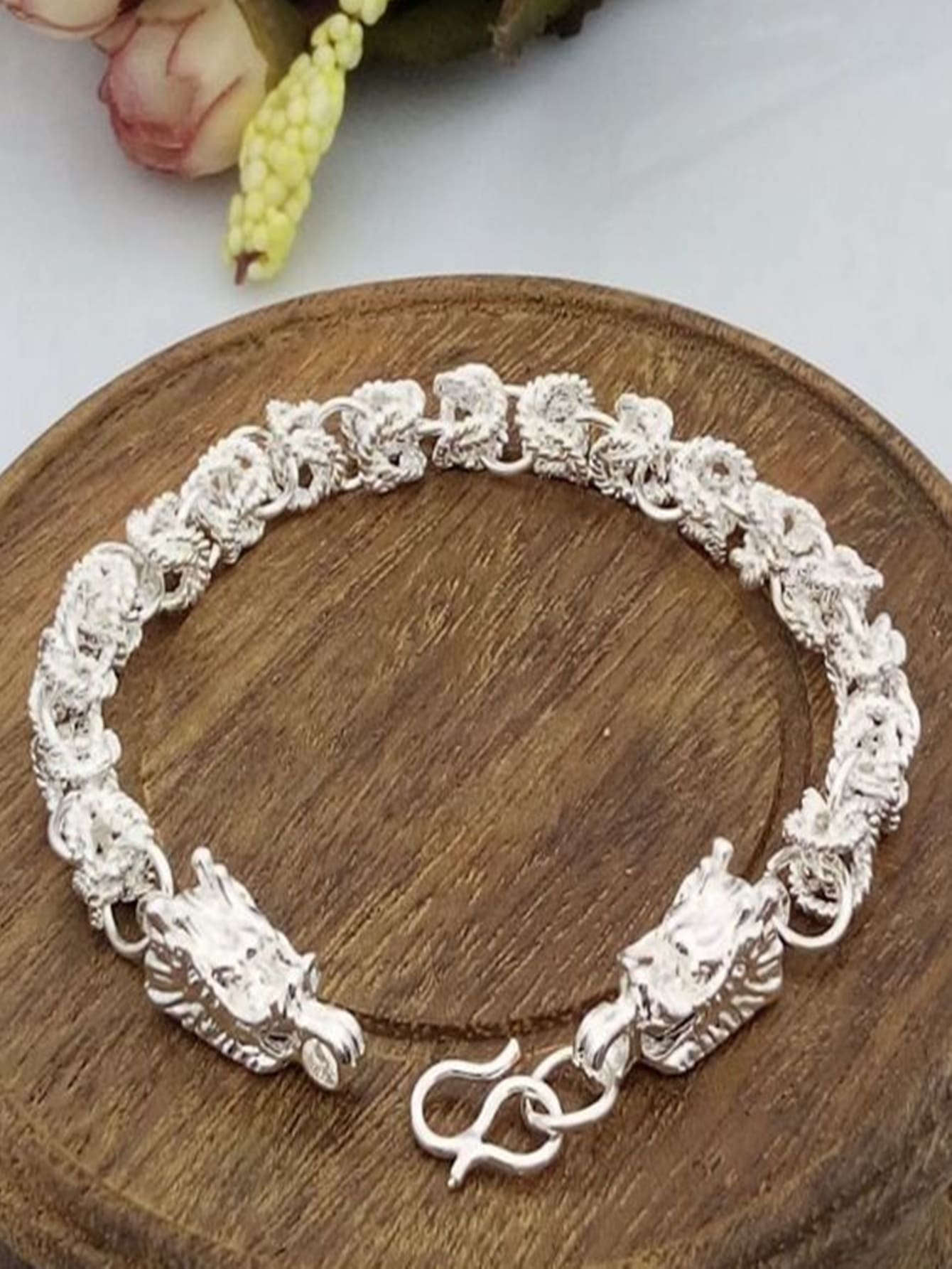 Men Chinese Dragon Decor Bracelet For Daily Decoration For A Stylish Look - Silver - View 1