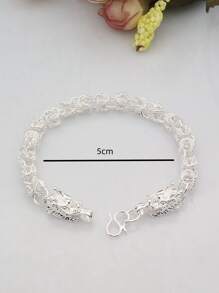 Men Chinese Dragon Decor Bracelet For Daily Decoration For A Stylish Look - Silver - View 3