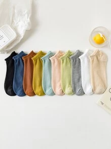 10pairs Solid Ankle Socks - Multicolor - View 1