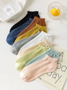 10pairs Solid Ankle Socks - Multicolor - View 4