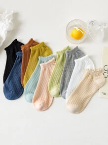 10pairs Solid Ankle Socks - Multicolor - View 5