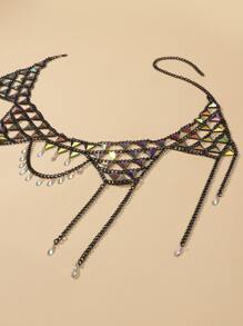 三角形和水滴裝飾腰鏈 - 槍黑色 - 查看 2