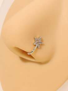 Cubic Zirconia Star Decor Nose Cuff Popular Piercing Body Jewelry Gift For Women & Men - Silver - View 1