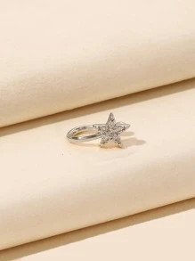 Cubic Zirconia Star Decor Nose Cuff Popular Piercing Body Jewelry Gift For Women & Men - Silver - View 2