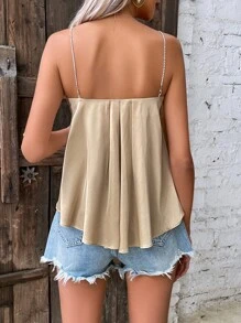 SHEIN Privé Solid Cami Top - Champagne - View 4