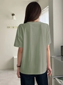 DAZY Heart Print Round Neck Tee