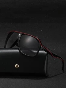 POLASUP 1pc Retro PC Plastic Frame Classic Aviator Fashion Glasses With Decorative Line (Including Glasses Strap And Gift Packaging), Suitable For Outdoor Activities, Sports, Driving, Cycling, Men For Summer Beach Vacation,Outdoor,Travel - Black and White - View 13