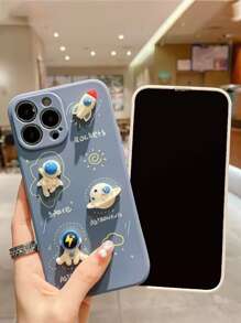 苹果可爱卡通宇航员太空主题手机壳，兼容 15/15 Plus/15 Pro/15 Pro Max - 彩色 - 查看 2