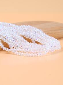 10串約1200顆4mm切面水晶玻璃珠，適用於女士手鐲項鍊耳環串珠珠寶製作配件 - 無色 - 查看 3