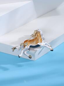 Horse Design Brooch - White - View 2