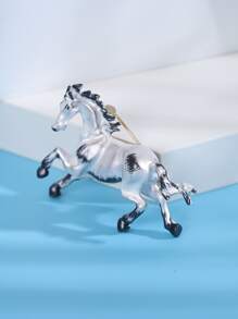 Horse Design Brooch - White - View 3