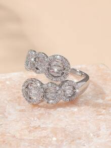 Cubic Zirconia Decor Wrap Ring - Silver - View 2