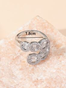 Cubic Zirconia Decor Wrap Ring - Silver - View 4