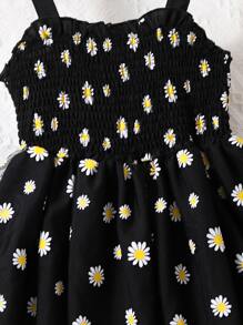 SHEIN Tween Girl Daisy In Váy ngắn phong cách ngày lễ - màu đen - Xem 4