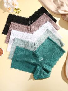FINETOO 5pcs Bowknot Decorated Lace Boyshorts - Multicolor - View 2