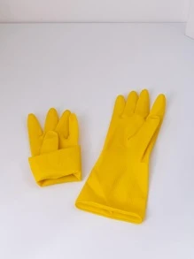2 cái/bộ Găng tay gia dụng bằng silicon, Găng tay làm sạch đơn giản tối giản cho hộ gia đình - Màu vàng - Xem 2
