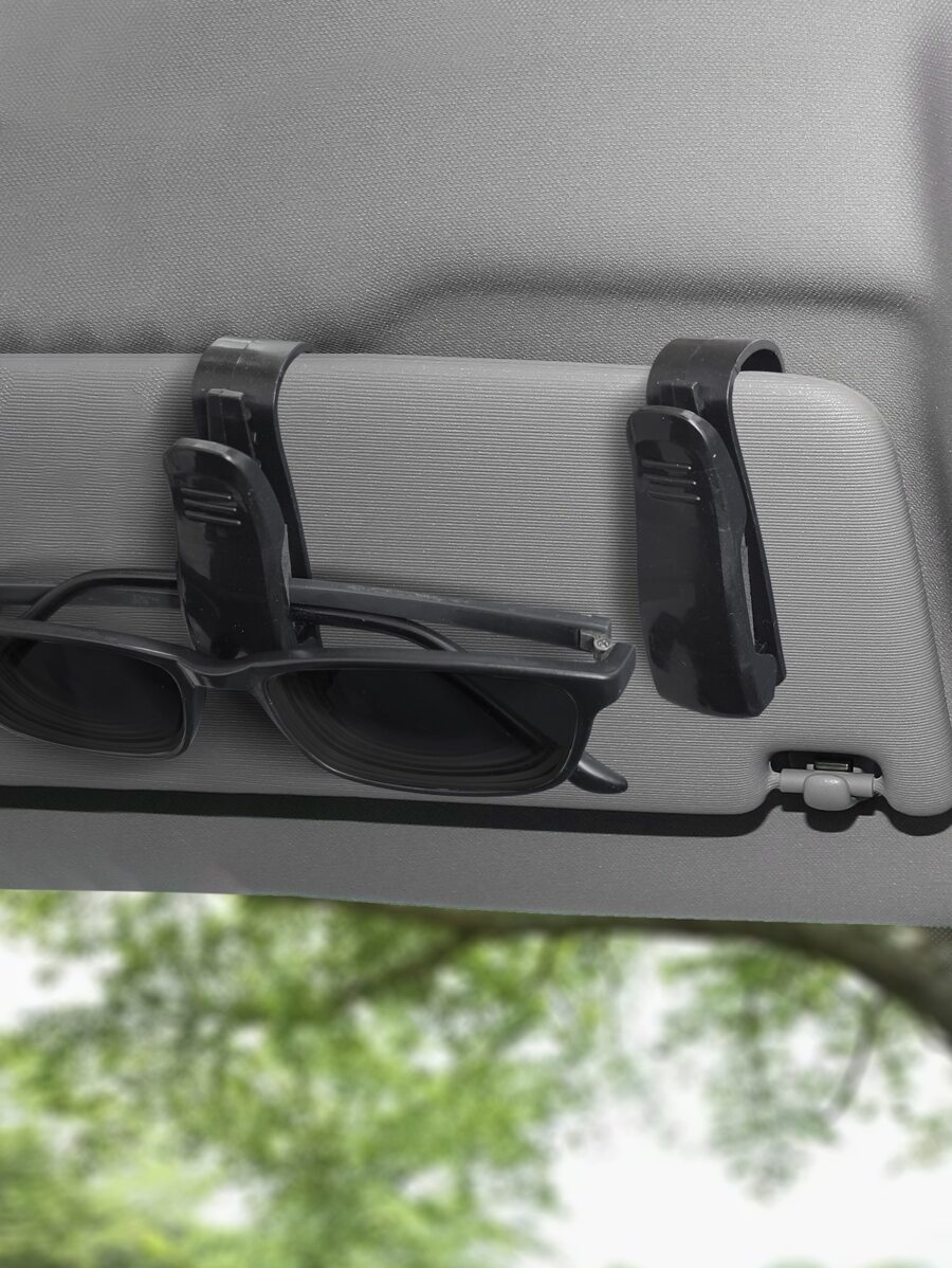 2pcs Plastic Car Sun Visor Glasses Holder