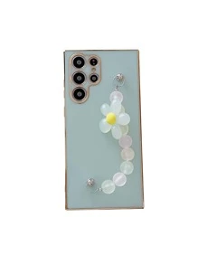 Plain Phone Case With Flower Hand Strap,International Version, Not The Domestic Version - Green - View 2