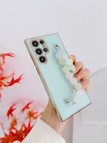 Plain Phone Case With Flower Hand Strap,International Version, Not The Domestic Version - Green - View 5