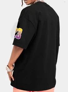 ROMWE MEN 男士汽車和字母圖案T恤 - 黑色 - 查看 2