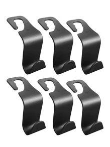 6 móc treo tựa đầu ghế ô tô, móc treo đa chức năng cho ghế sau, giá treo đồ cho ghế trước và sau, phụ kiện lưu trữ nội thất ô tô, phù hợp cho phụ kiện ô tô, móc trang trí và sắp xếp đồ đạc trong xe, phụ kiện ô tô dành cho nữ, phụ kiện ô tô, đồ dùng ô tô - màu đen - Xem 5