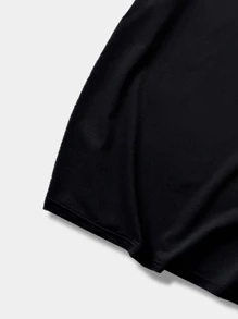 ROMWE MEN Men Car & Letter Graphic Drop Shoulder Tee - Black - View 3