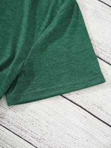 SHEIN LUNE Plus Floral Print Tee - Dark Green - View 3