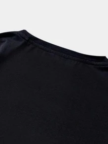 ROMWE MEN Guys Skull & Letter Graphic Drop Shoulder Tee - Black - View 5