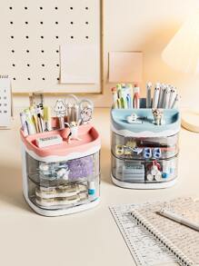 1入組抽屜收納盒小抽屜式辦公桌儲物櫃塑料多層迷你儲物盒家用文具收納盒辦公用品收納盒 - 藍色 - 查看 7