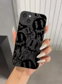 Apple Ghost Cartoon Face Pattern Phone Case Compatible With IPhone15/15Plus/15Pro/15Promax,International Version, Not The Domestic Version - Black - View 4