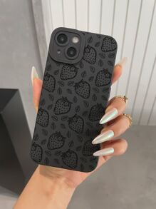 Vỏ điện thoại họa tiết dâu tây - màu đen - Xem 4