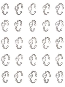 26 cái/bộ Letter Decor Chain Design Face Cover - Bạc - Xem 1