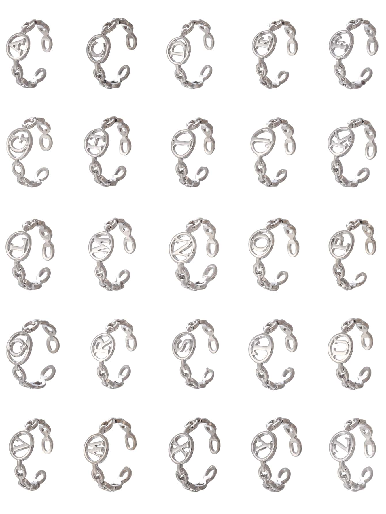 26 cái/bộ Letter Decor Chain Design Face Cover - Bạc - Xem 1