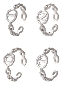 26 cái/bộ Letter Decor Chain Design Face Cover - Bạc - Xem 3