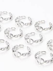 26 cái/bộ Letter Decor Chain Design Face Cover - Bạc - Xem 5