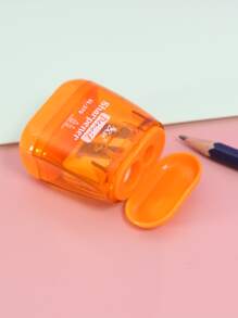 1pc Cartoon Dual Hole Pencil Sharpener, Orange - Orange - View 1