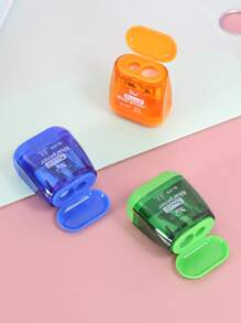 1pc Cartoon Dual Hole Pencil Sharpener, Orange - Orange - View 3