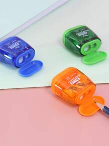 1pc Cartoon Dual Hole Pencil Sharpener, Orange - Orange - View 4