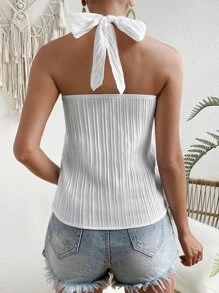 SHEIN Clasi 素色交叉掛脖上衣 - 白色 - 查看 2