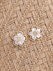 Pendientes de tachuela flor - Amarillo Oro - Ver 3