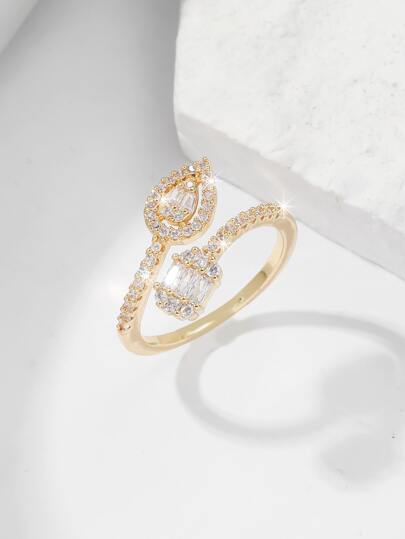 1 pièce Bague élégante pour femme avec cubic zirconia cubique en forme de larme, convient pour le port quotidien, le mariage, les fêtes